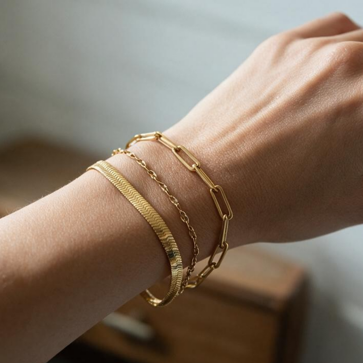 PVD Gold-Coated Stainless Steel Chain Bracelet – 7 Inches