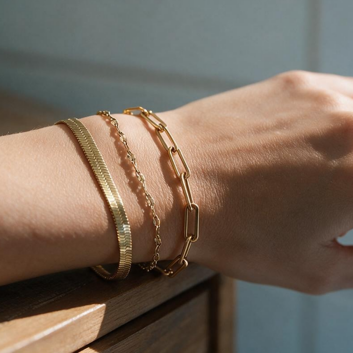 PVD Gold-Coated Stainless Steel Chain Bracelet – 7 Inches