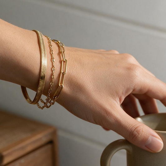 PVD Gold-Coated Stainless Steel Chain Bracelet – 7 Inches