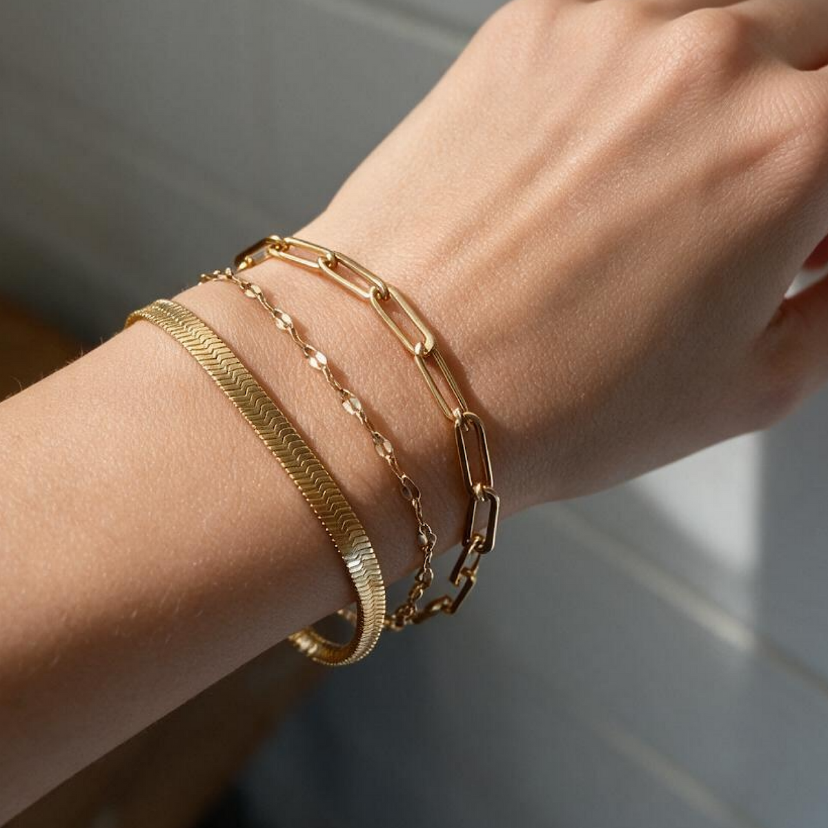 PVD Gold-Coated Stainless Steel Chain Bracelet – 7 Inches