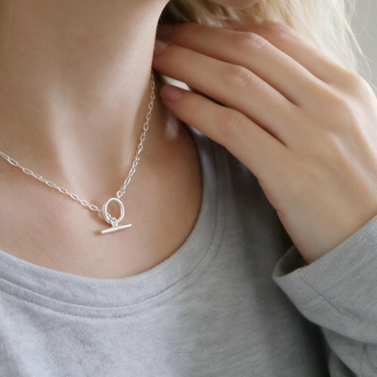 Sterling Silver Open Circle Choker Necklace