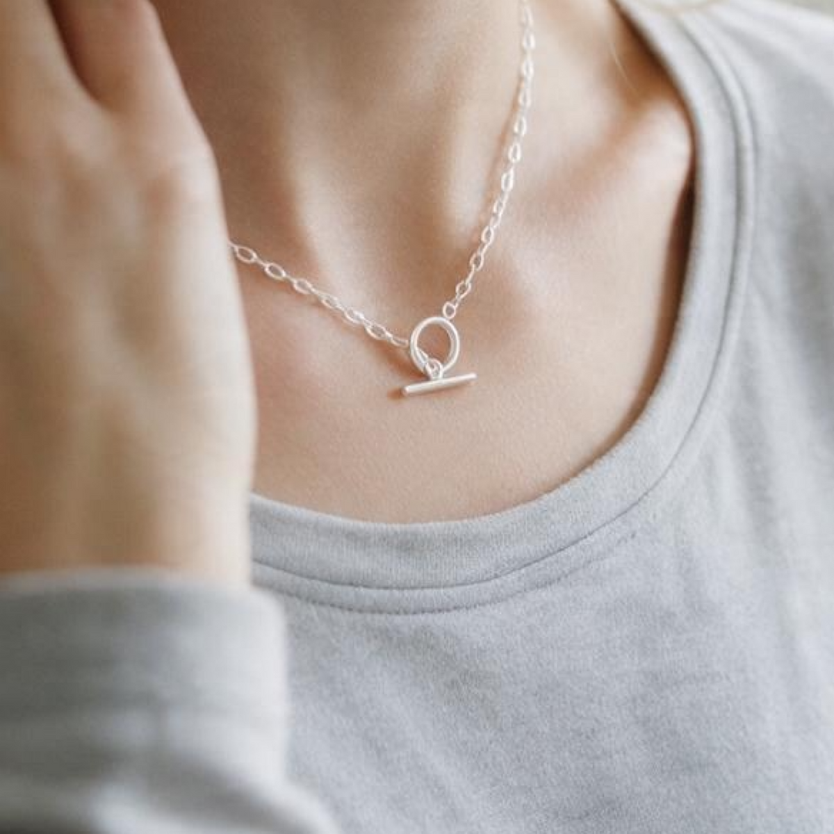Sterling Silver Open Circle Choker Necklace
