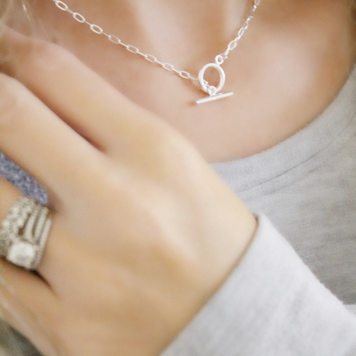 Sterling Silver Open Circle Choker Necklace