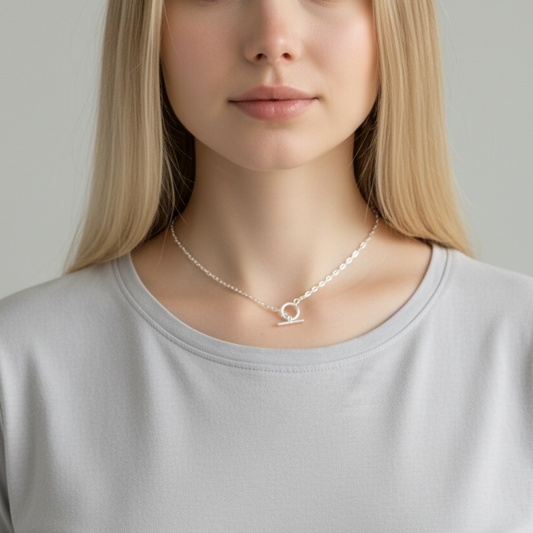 Sterling Silver Open Circle Choker Necklace