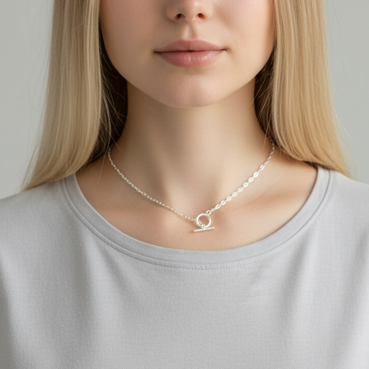 Sterling Silver Open Circle Choker Necklace