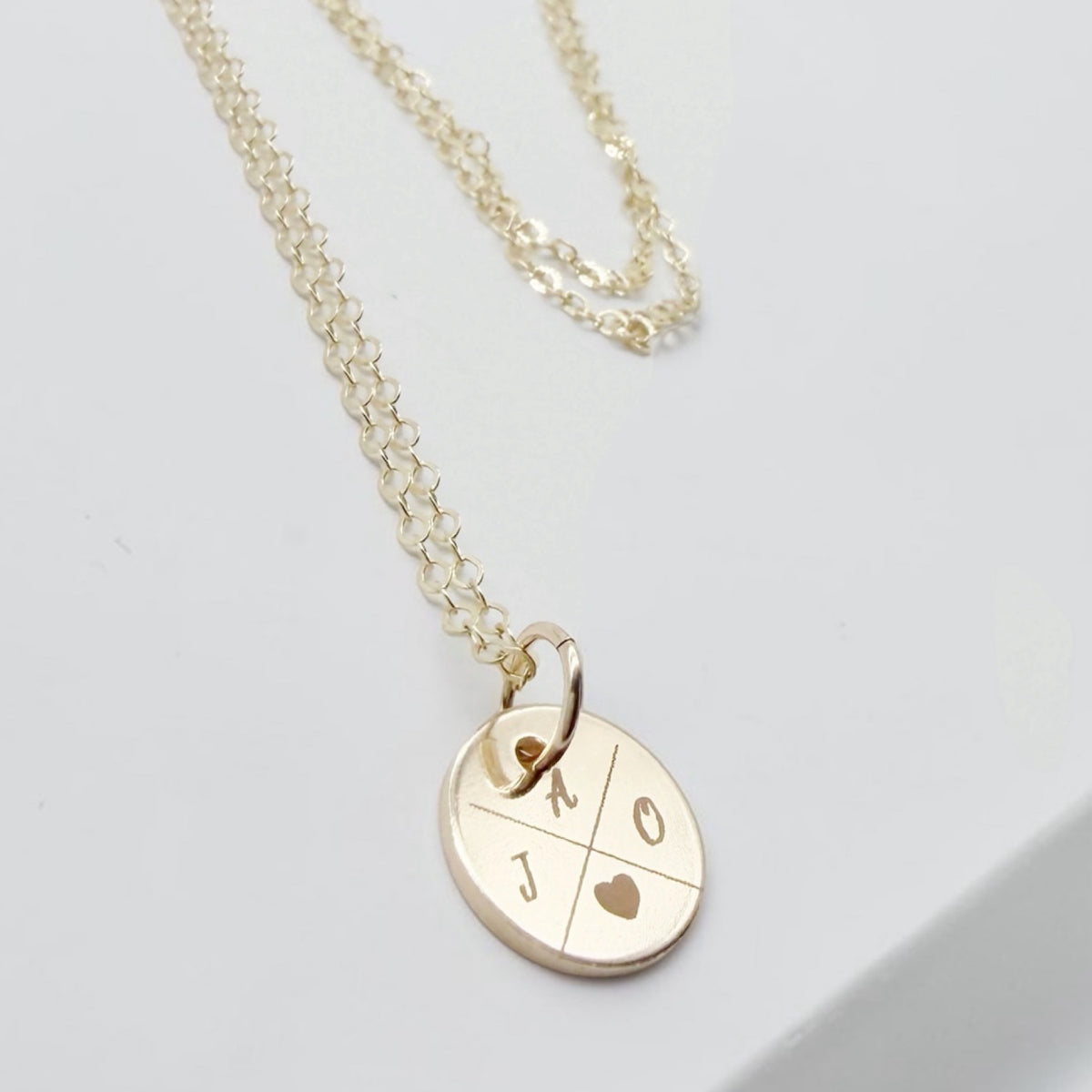 14K Gold Filled Initial & Heart Disc Necklace – Up to 4 Initials