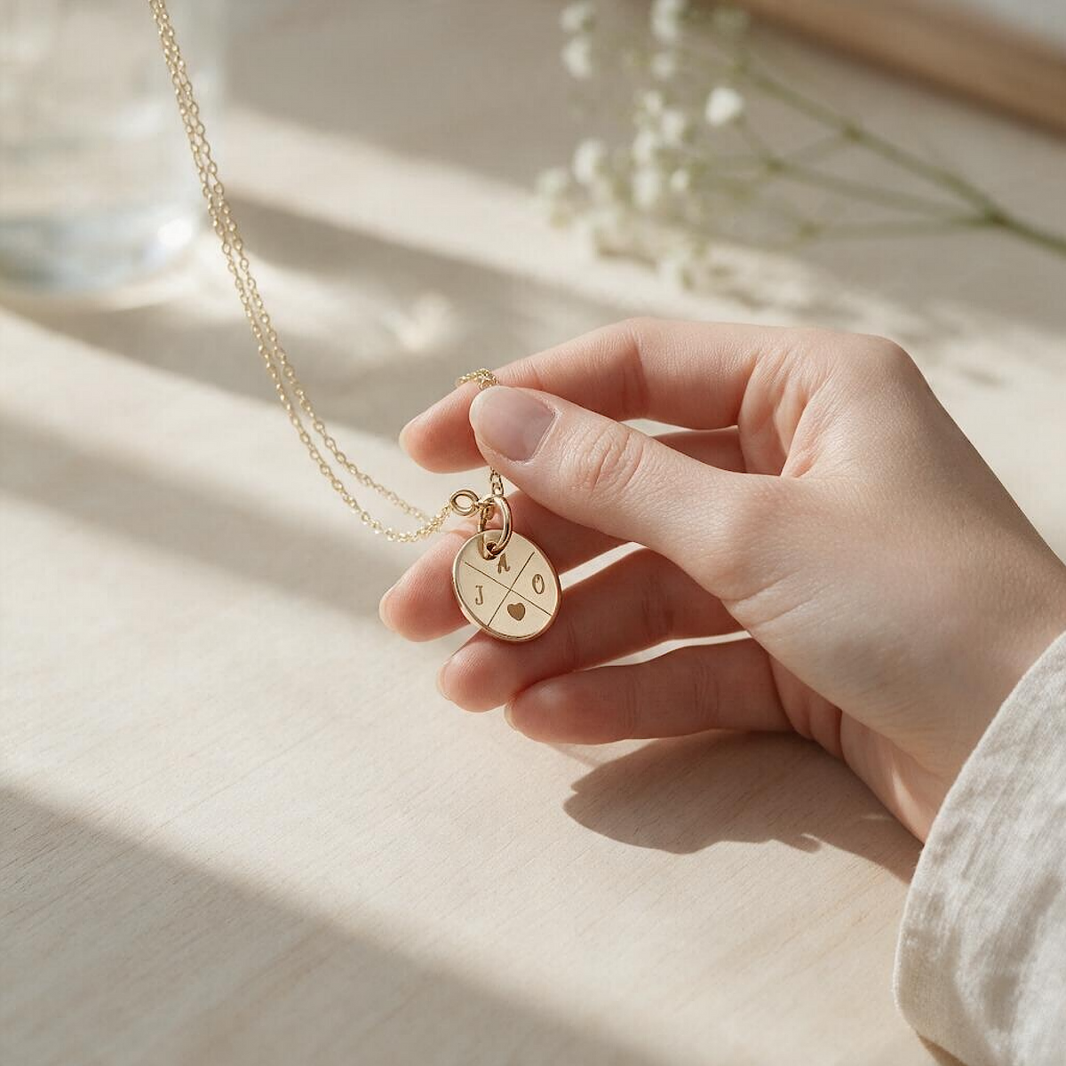 14K Gold Filled Initial & Heart Disc Necklace – Up to 4 Initials