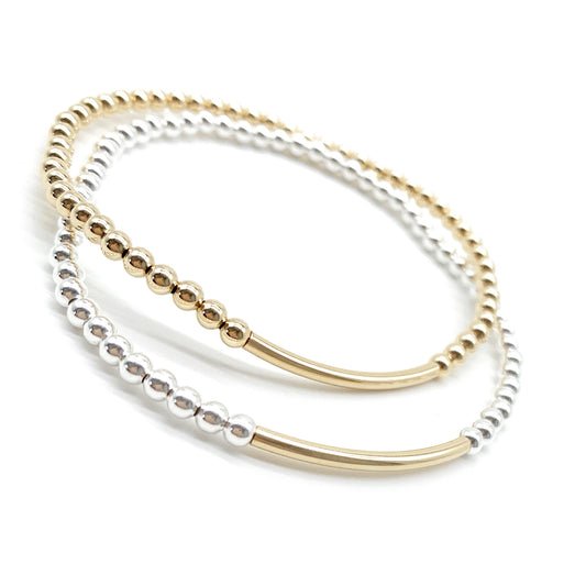 Silver Gold Bar Bracelet