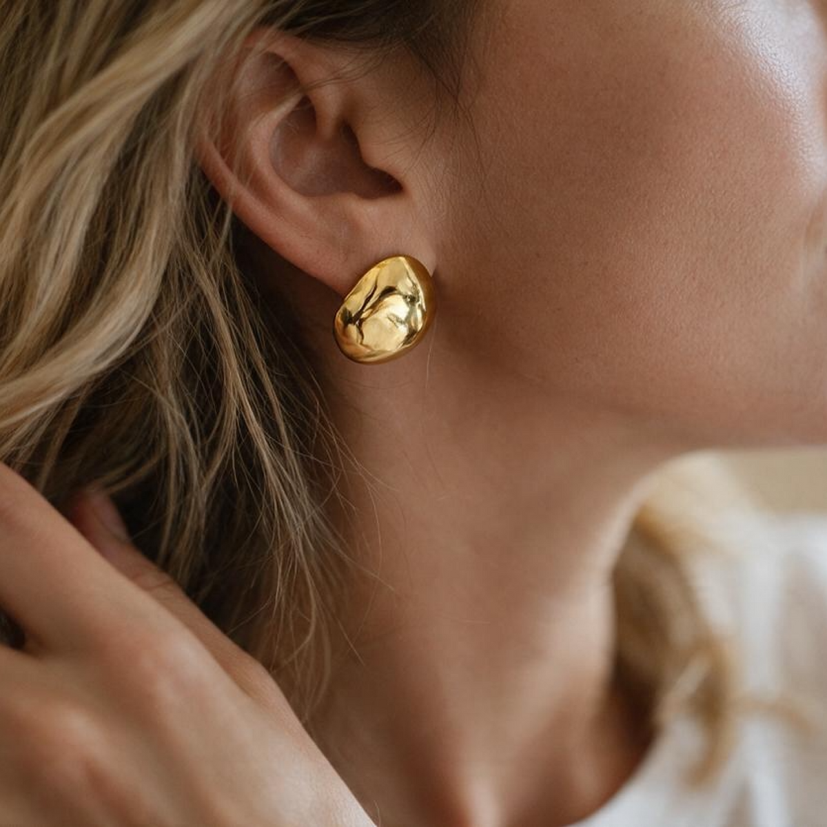 Gold-Plated Stainless Steel Dome Stud Earrings – Solana
