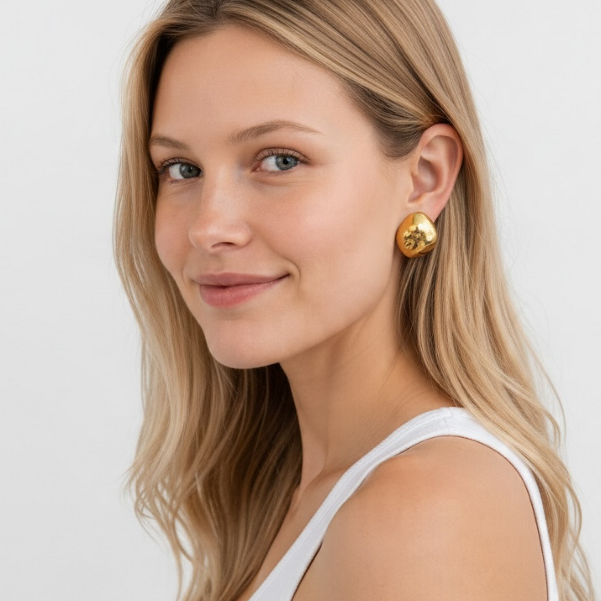 Gold-Plated Stainless Steel Dome Stud Earrings – Solana