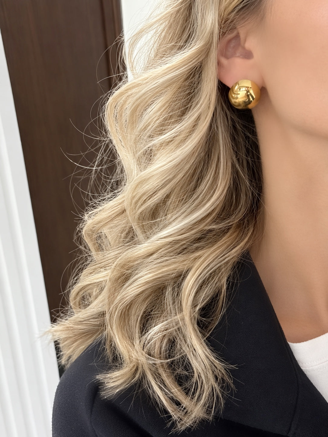 Gold-Plated Stainless Steel Dome Stud Earrings – Solana