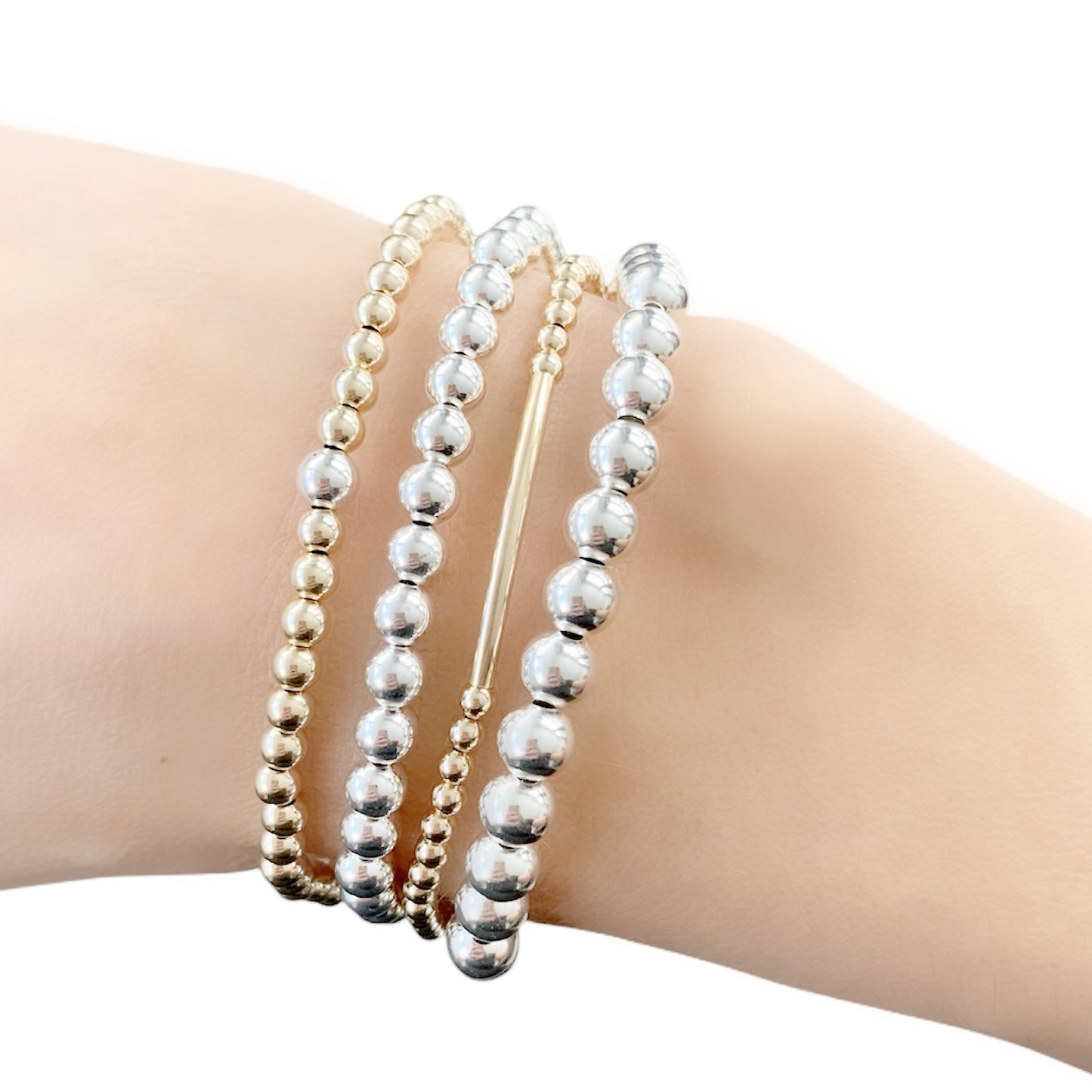Sterling silver Gold Beaded Bracelet