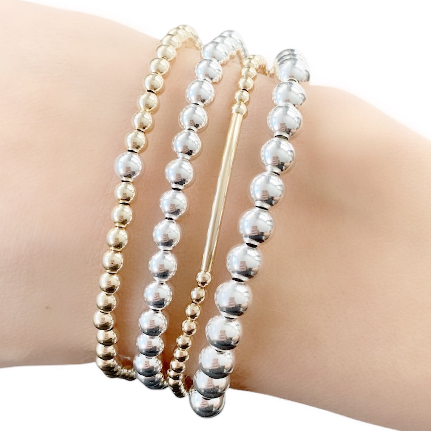 Sterling silver Gold Beaded Bracelet