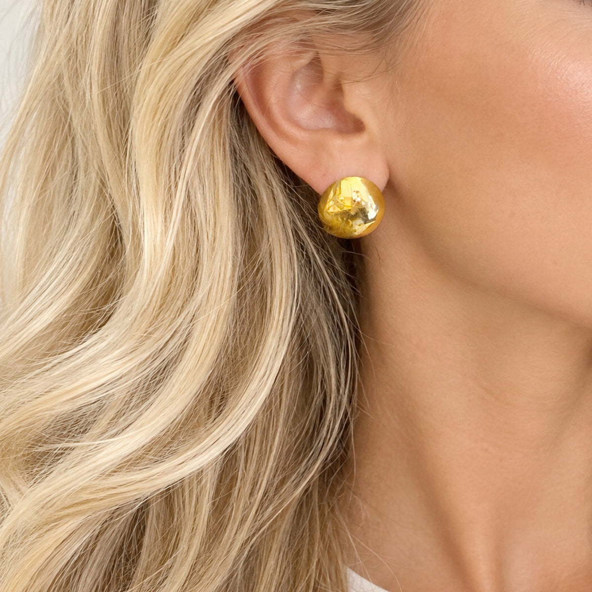Gold-Plated Stainless Steel Dome Stud Earrings – Solana