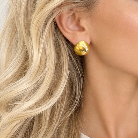 Gold-Plated Stainless Steel Dome Stud Earrings – Solana