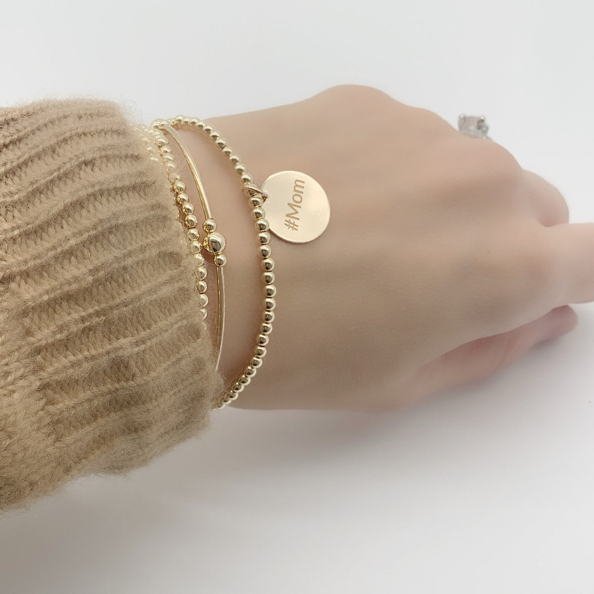 14K Gold-Filled Beaded Bracelet with Custom Charm