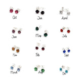 Silver Birthstone stud earrings for women