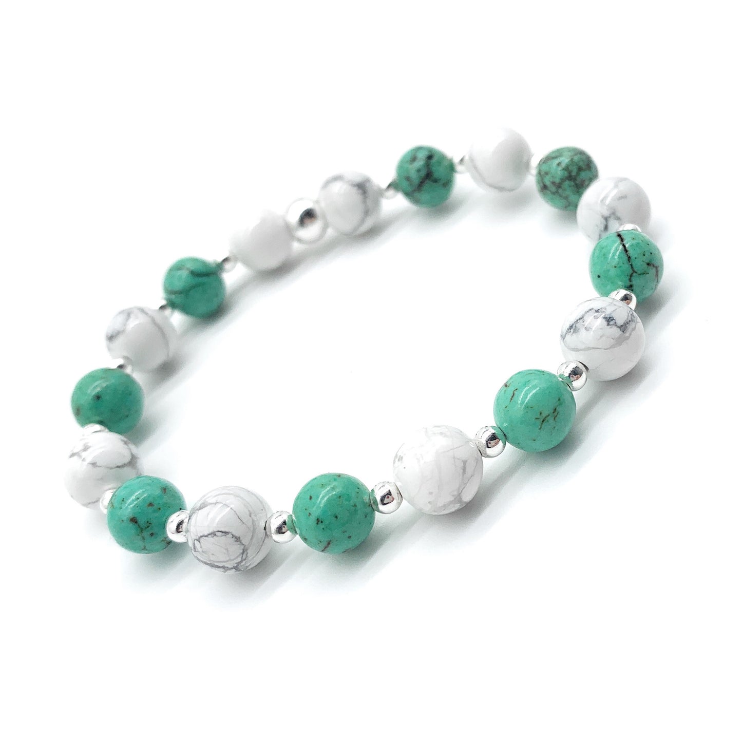 Silver beaded Gemstone Bracelet