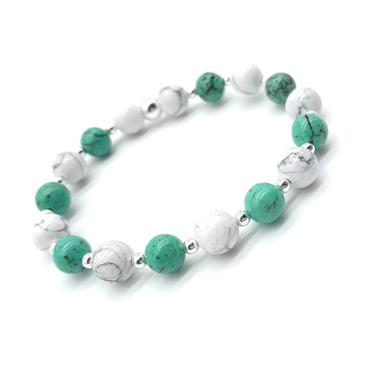 Silver beaded Gemstone Bracelet