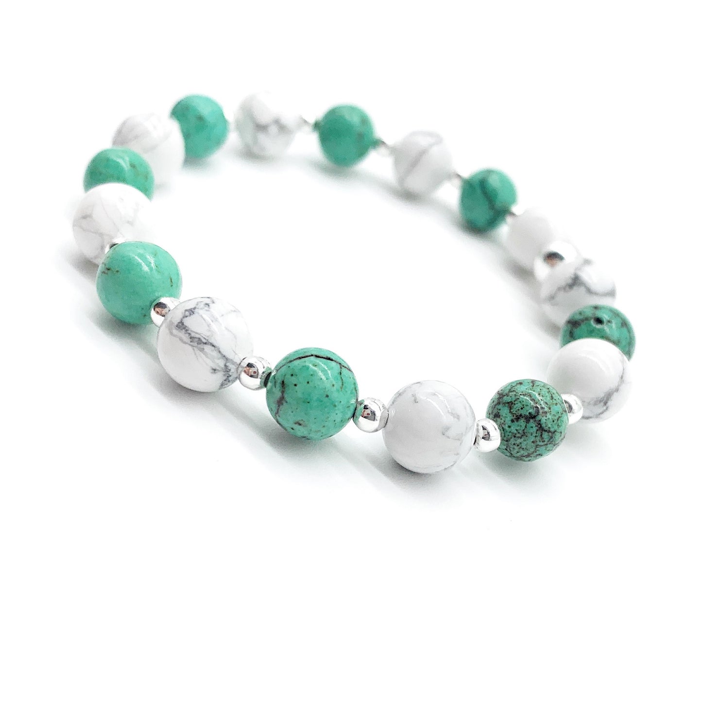 Silver beaded Gemstone Bracelet