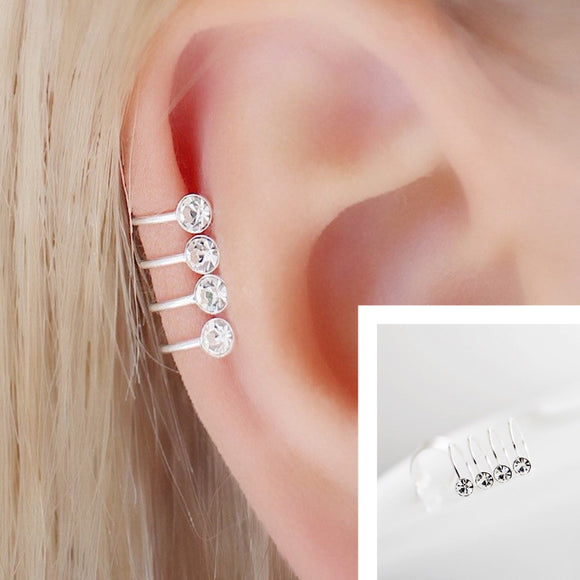 Simple ear cuff •crystal ear cuff • Sterling silver earrings •ear cuff no piercing