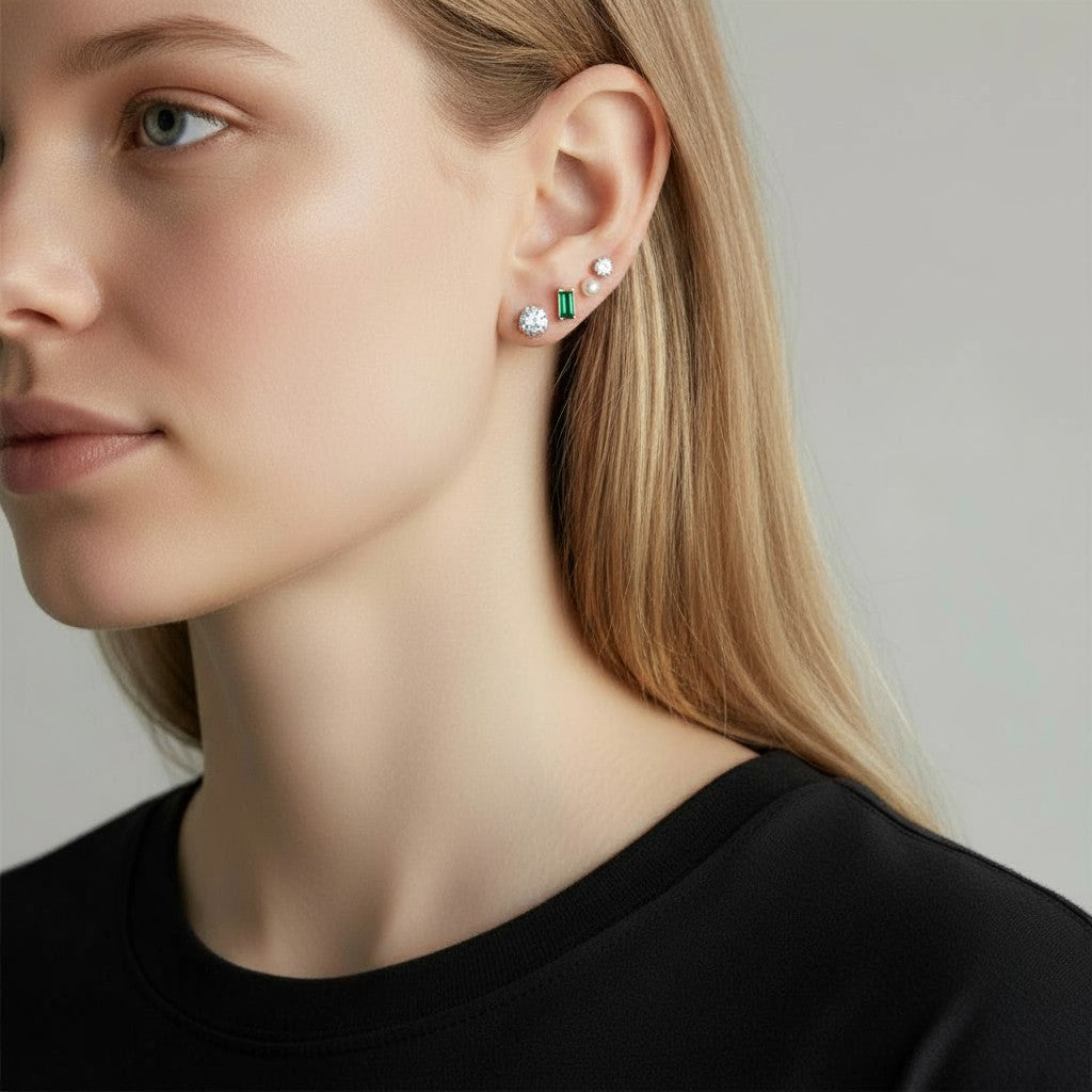 Silver Birthstone studs