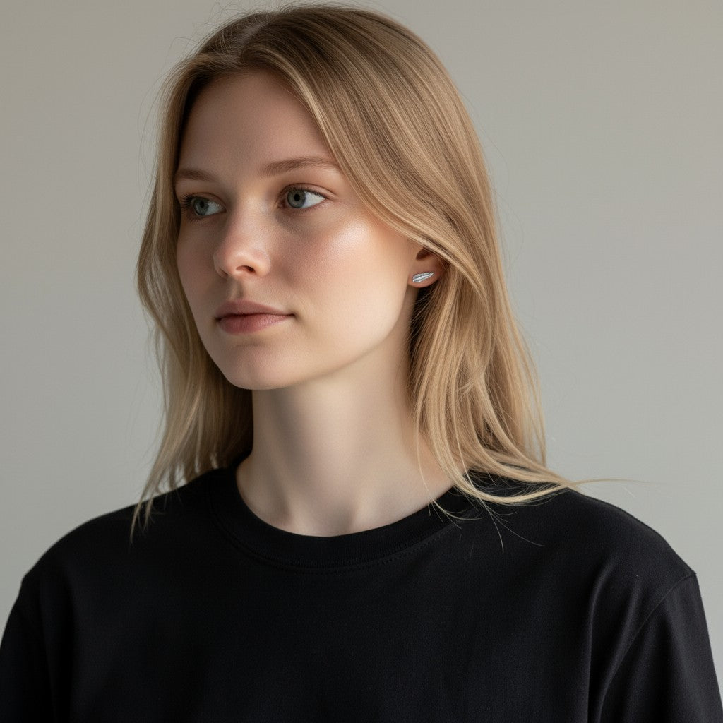 Minimalist feather stud