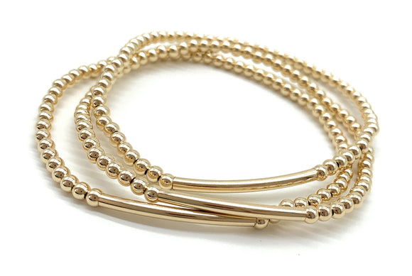 14k Gold Filled Beaded Stretch Bracelet