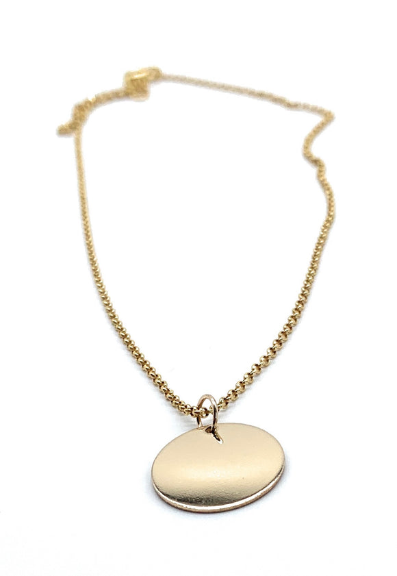 Gold engraved initial necklace