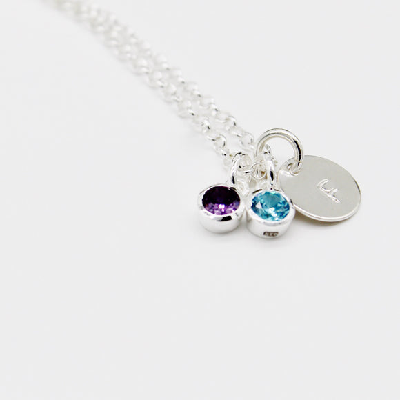 Birthstone Initial Necklace - Savi Jewelry
