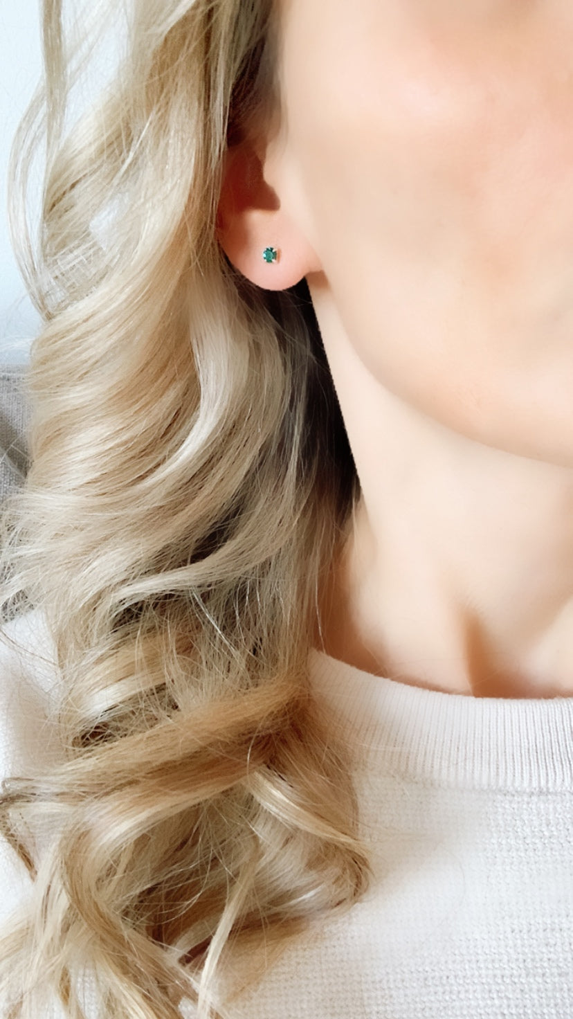 Silver Birthstone stud earrings for women