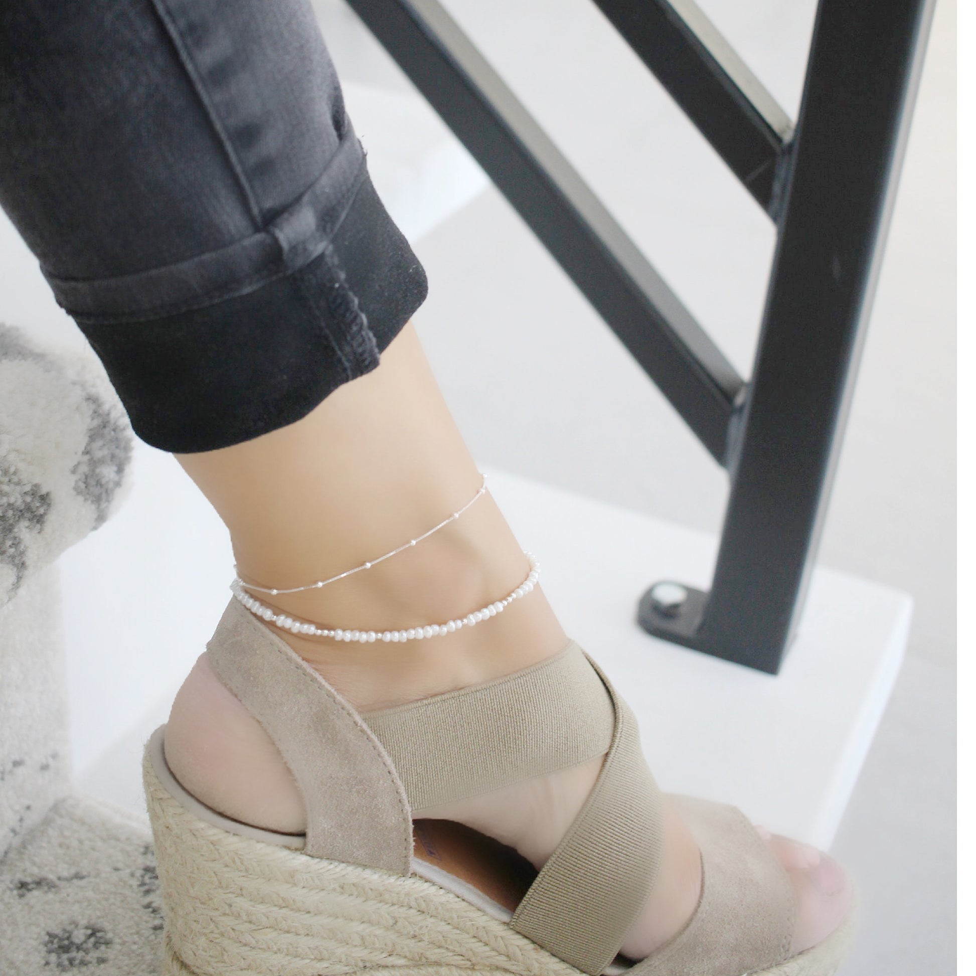 Fresh water pearl anklet - Savi Jewelry