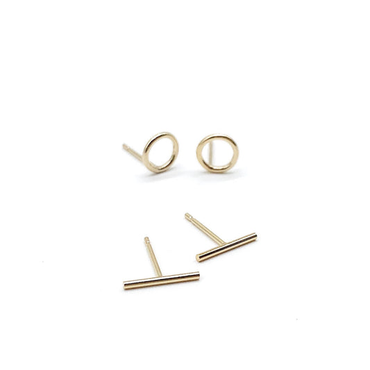 Gold Bar Stud Earrings