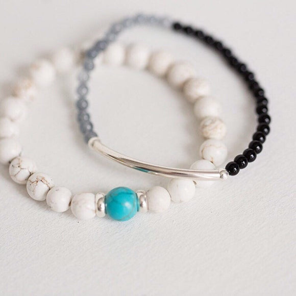 Howlite and turquoise bracelet - Savi Jewelry