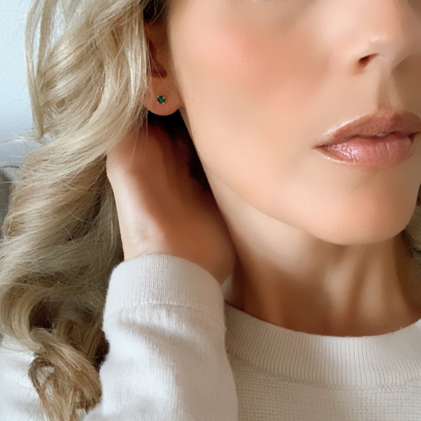 Silver Birthstone stud earrings for women