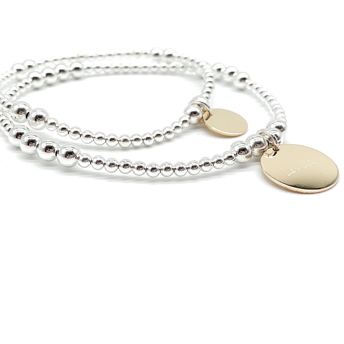Gold Beaded Initial Bracelet