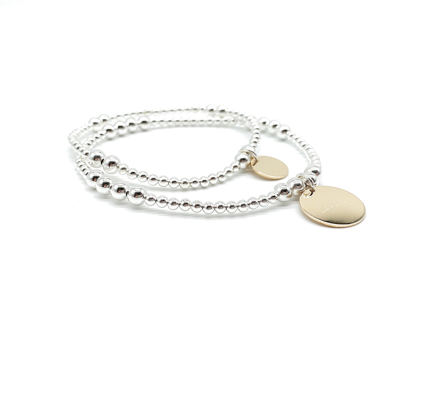 Gold Beaded Initial Bracelet