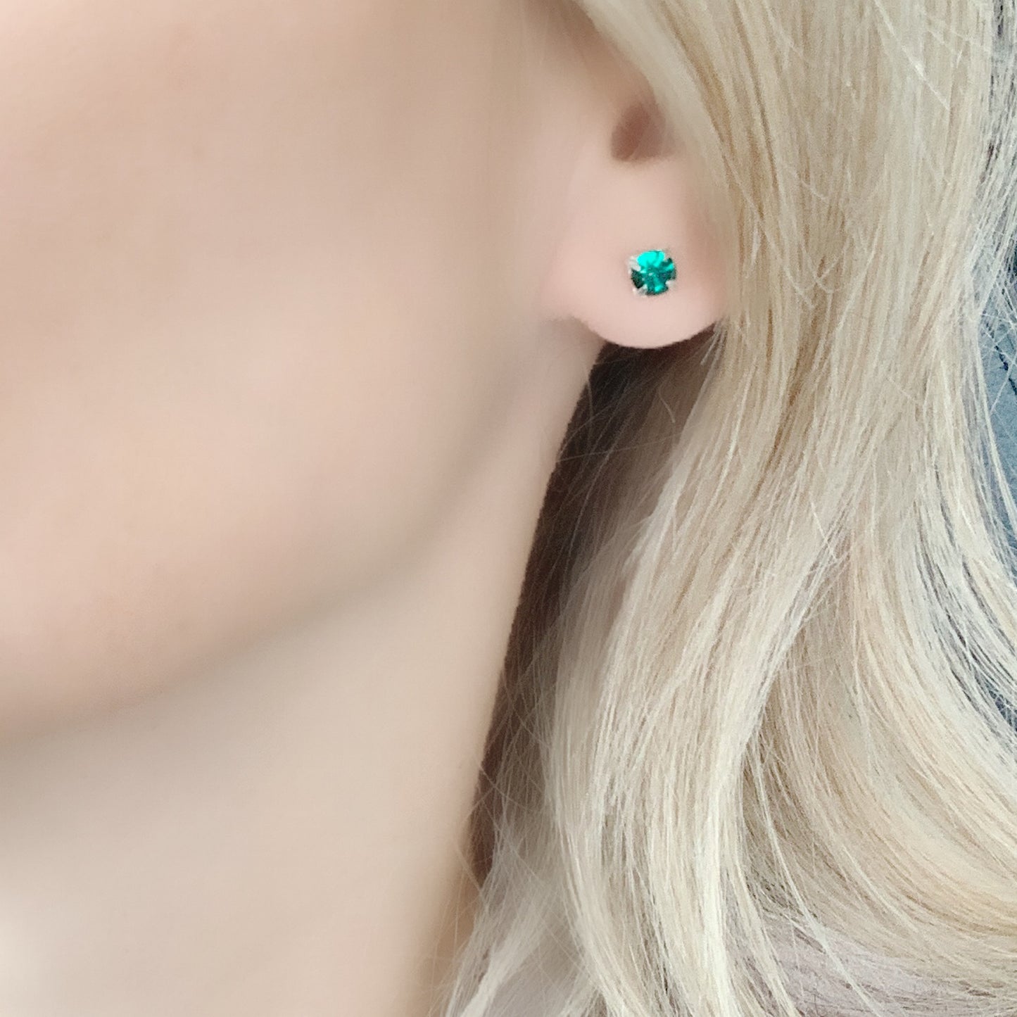 Silver Birthstone stud earrings for women
